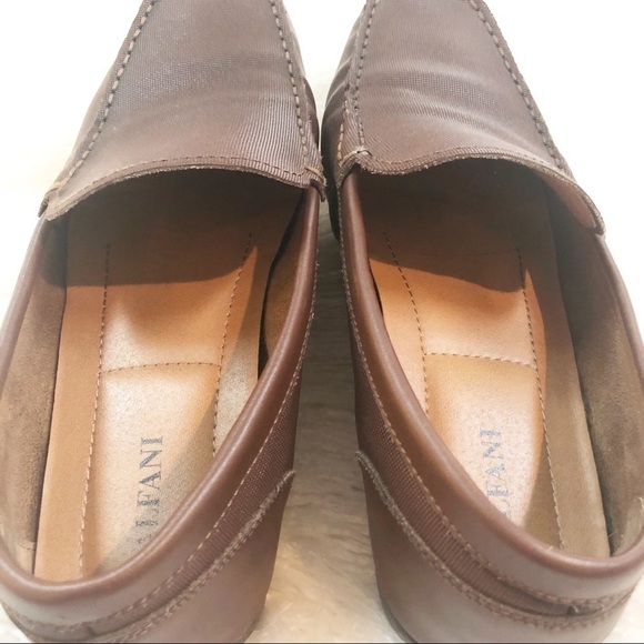 Alfani Brown Leather Loafers Slip Ons